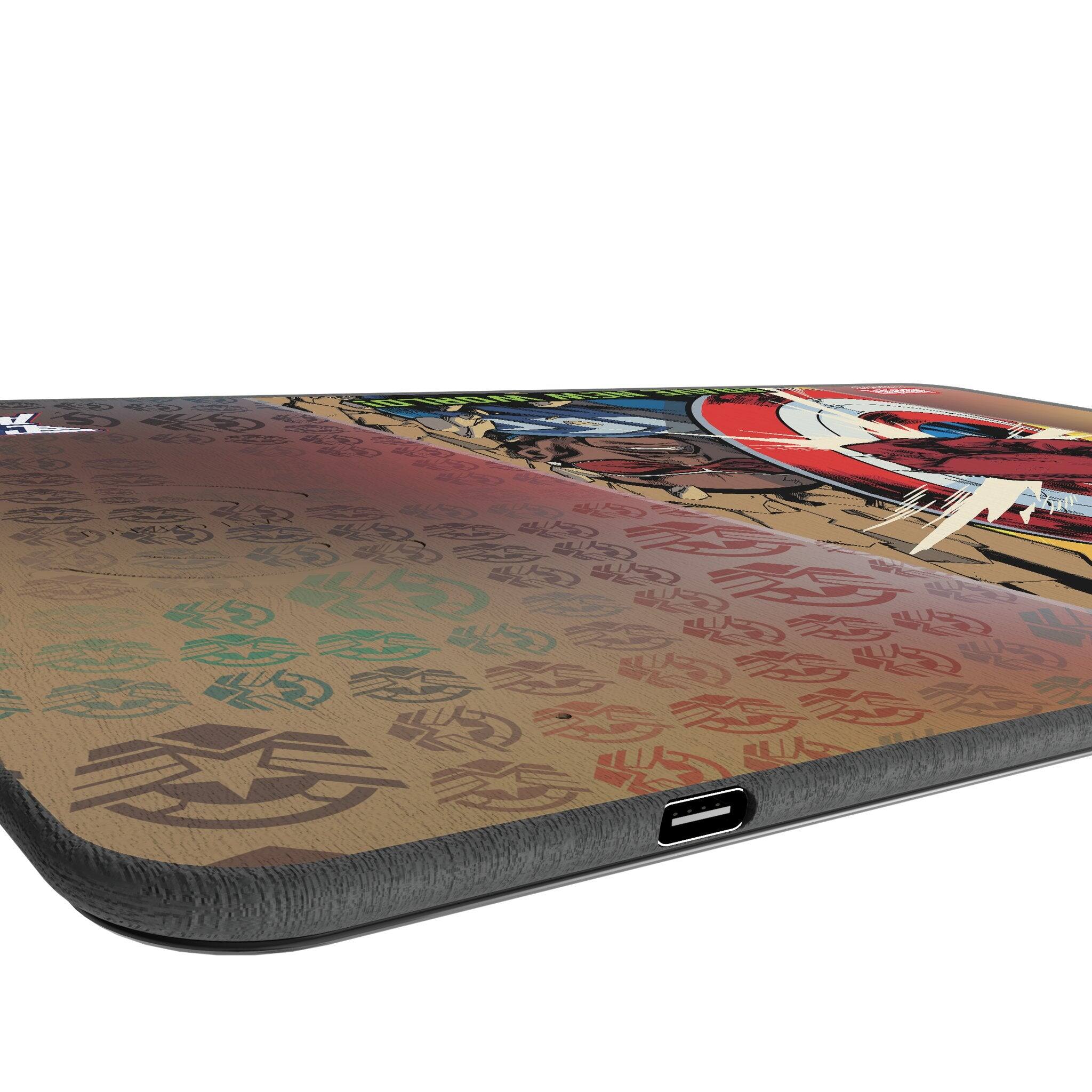 Left. Keyscaper - Marvel Classic Cover 15-Watt Wireless Charger and Mouse Pad - Sam Wilson Captain America.