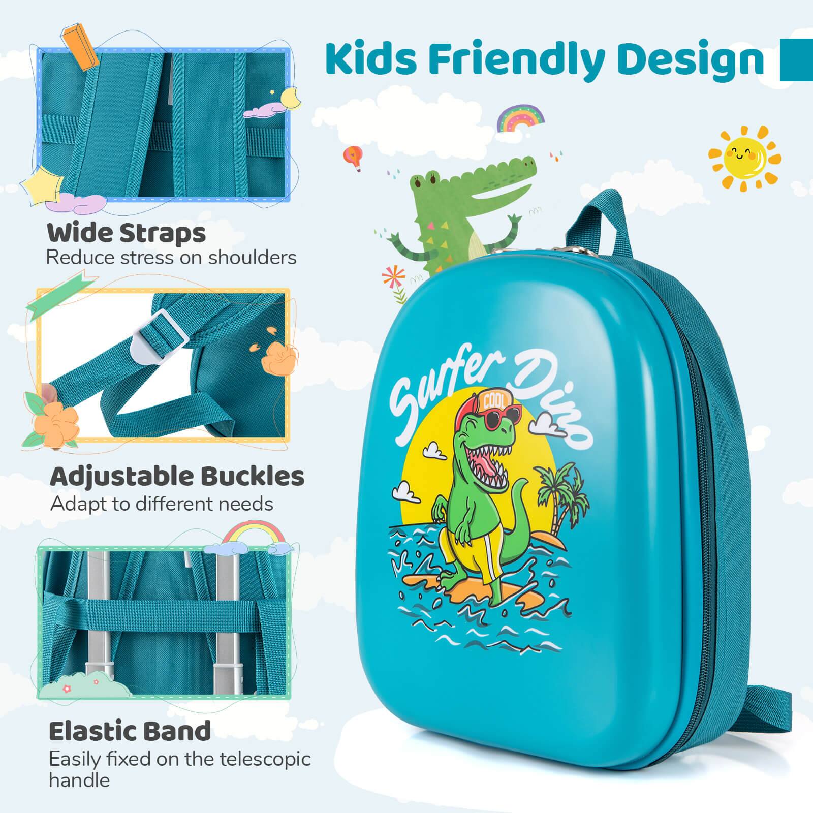 Kids Friendly Design

- Wide Straps
  - Reduce stress on shoulders

- Adjustable Buckles
  - Adapt to different needs

- Elastic Band
  - Easily fixed on the telescopic handle