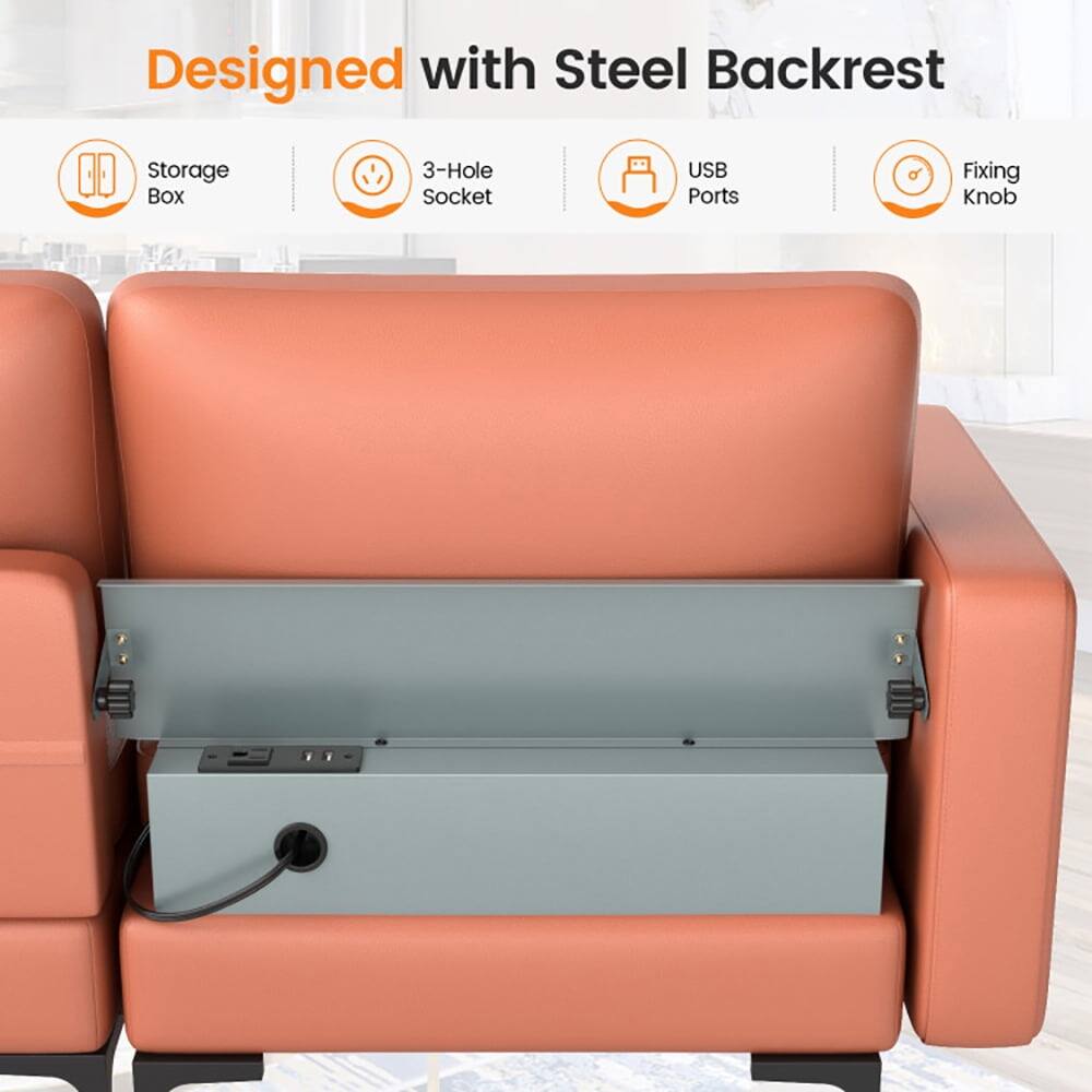 Designed with Steel Backrest

- Storage Box
- 3-Hole Socket
- USB Ports
- Fixing Knob