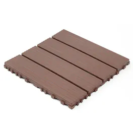 Loheer - 44-Pack Interlocking 12x12 Inch Waterproof Plastic Deck Tiles - Brown