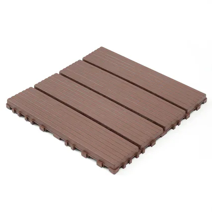 Front. Loheer - 44-Pack Interlocking 12x12 Inch Waterproof Plastic Deck Tiles - Brown.