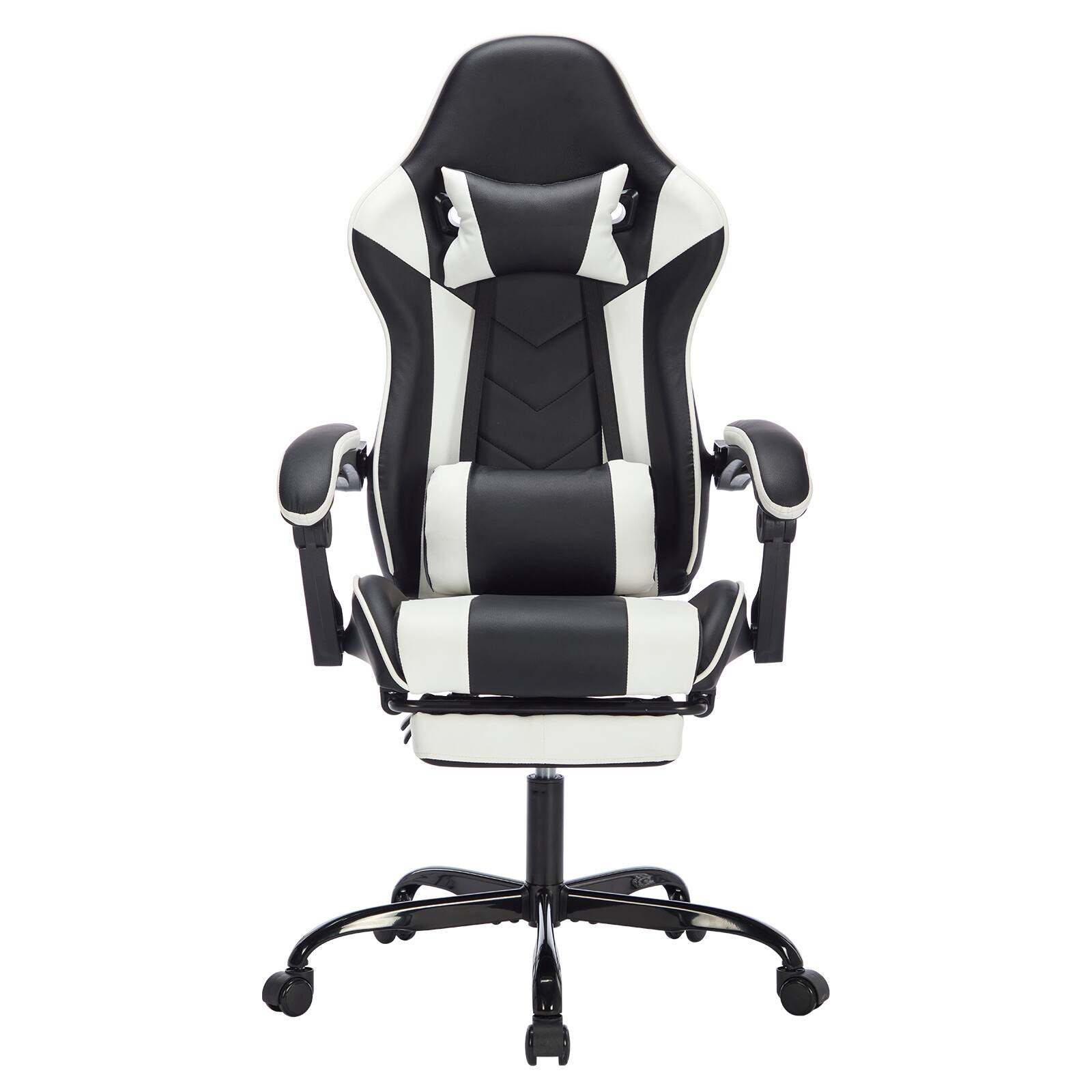 Alt View 6. Chateau Abodes - Gaming Chair with Footrest, Ergonomic Design with Headrest & Lumbar Support, Breathable for Adults - Black White.