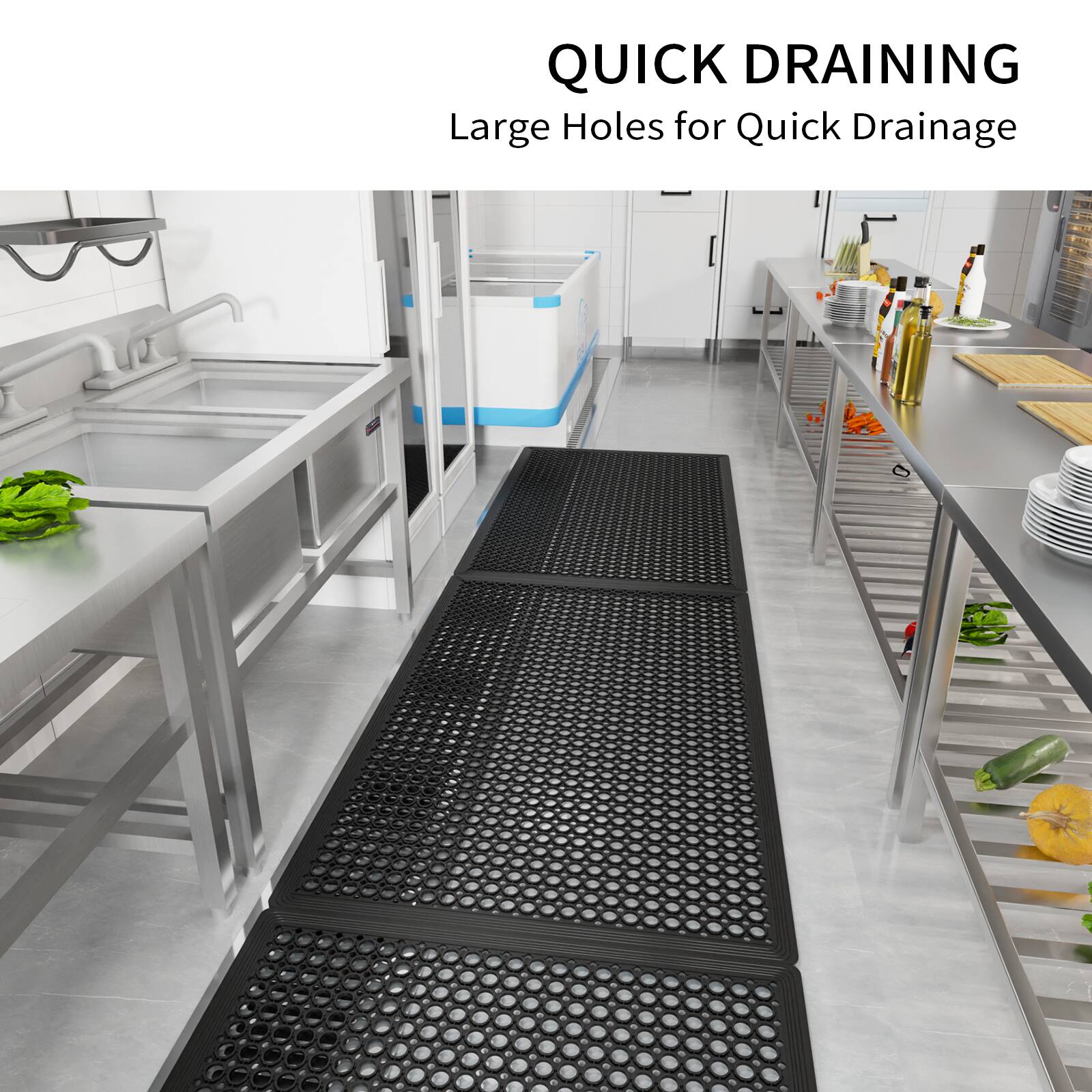 QUICK DRAINING  
Large Holes for Quick Drainage