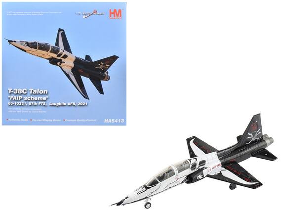7-38 is a registered trademark of Northrop Grumman Corporation and is used under license to Hobby Master Limited.
1:72 Air Power Series HM MS AR T-38C Talon "FAIP scheme" 65-10331, 87th FTS, Laughlin AFB, 2021
front photo by Nicholas Underwood
side and back photos by Caulun Belcher
Authentic Scale Die-cast Display Model Premium Quality Product
HA5413
U.S. AIR FORCE