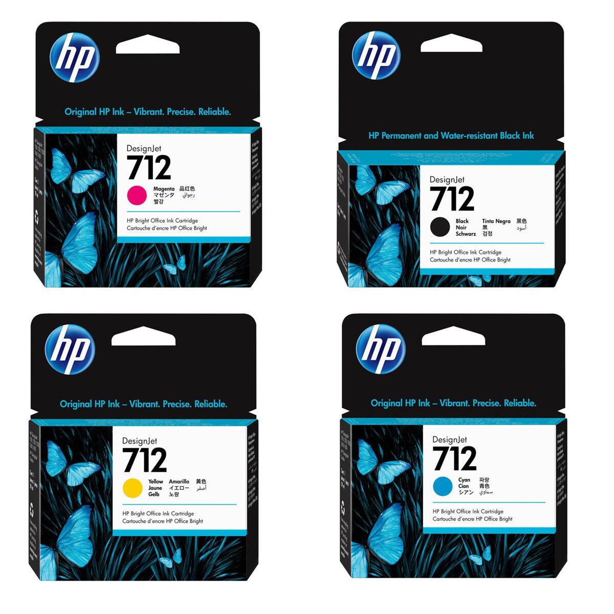 hp Original HP Ink - Vibrant. Precise. Reliable.

hp Designlet 712 Magenta
H? Bright Office Ink Cartridge Cartouche d'encre HP Office Bright

HP Permanent and Water-resistant Black Ink Designlet 712 Black
Tinto Negra Noir Schwarz

HP Bright Office Ink Cartridge Cartouche d'encre HP Office Bright

hp Original HP Ink Vibrant. Precise. Reliable.

hp Original HP Ink Vibrant. Precise. Reliable.

Designlet 712 Yellow Amarillo Jaune Gelb

Designlet 712 Cyan Cyan Cyan

HP Bright Office Ink Cartridge Cartouche d'encre HP Office Bright

HP Bright Office Ink Cartridge Cartouche d'encre HP Office Bright