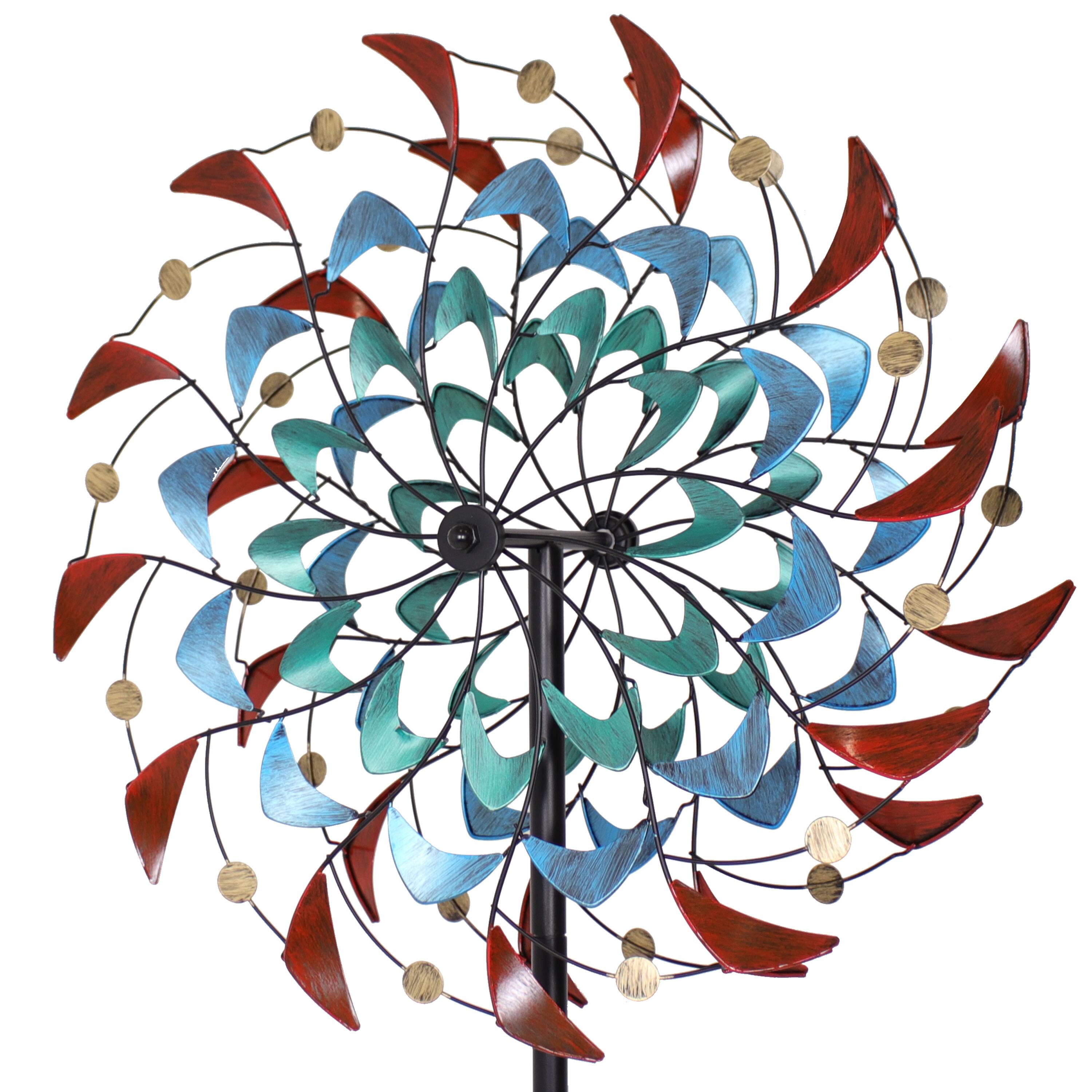 Alt View 9. Sunnydaze - Rainbow Breezes Powder-Coated Iron Wind Spinner - 84" H - Multi.