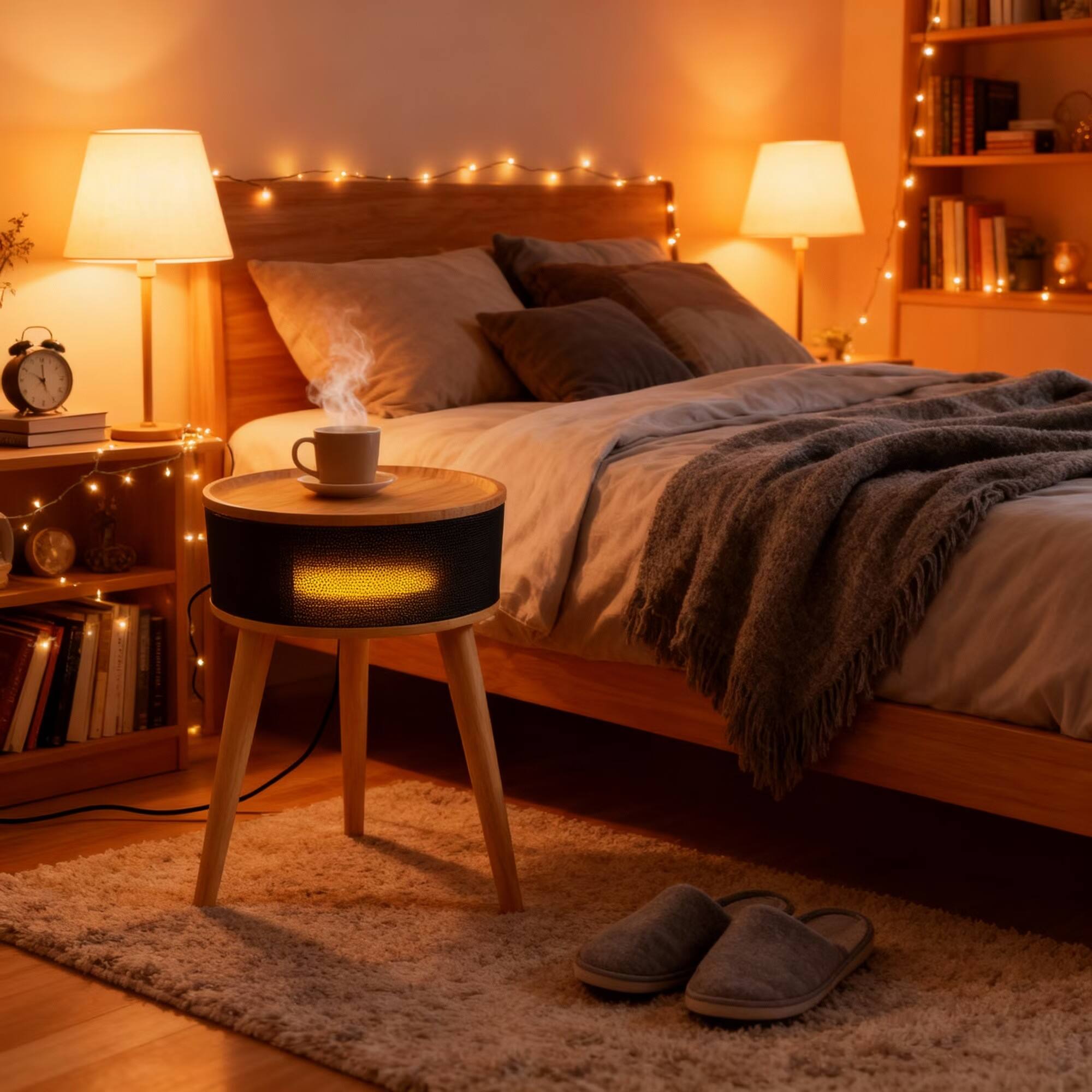 Alt View 7. Sweet - Space Heater Side Table, Ceramic 2-in-1 Indoor Heater with Remote, 1500W, Overheat & Tip-Over Protection, 1-12H Timer - Gray.