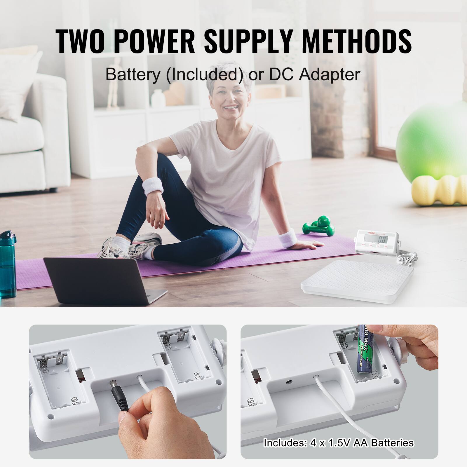 TWO POWER SUPPLY METHODS  
Battery (Included) or DC Adapter  

Includes: 4 x 1.5V AA Batteries