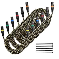Front. VEVOR - XLR Cable 25 ft, 6 Pack, Shielded Balanced DMX Male to Female Microphone Cables, 3-Pin XLR Mic Speaker Cord Wires - Black.