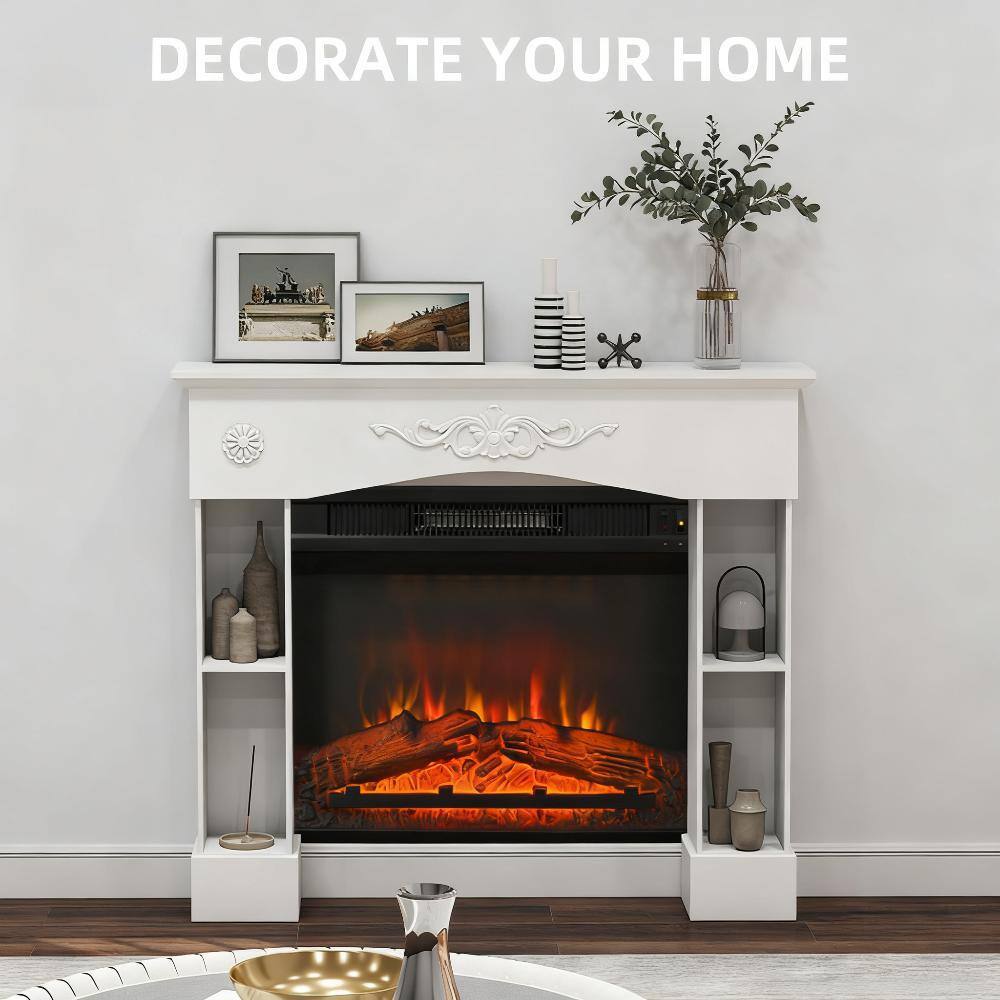 Alt View 2. TinyHomie - Freestanding Fireplace Surround with Leg for Electric Fireplaces.