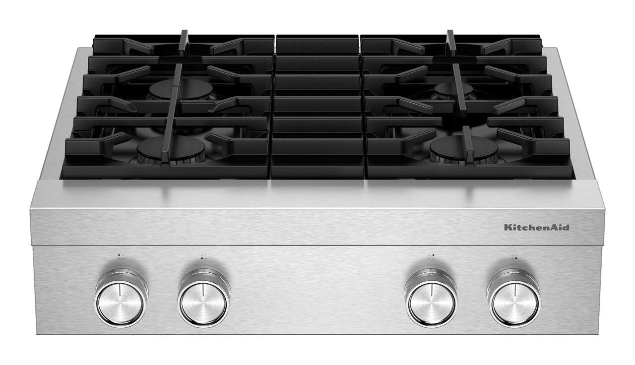 Front. KitchenAid - KitchenAid - KitchenAid 30-inch 4-Burner Gas Commercial-Style Rangetop - Stainless Steel.