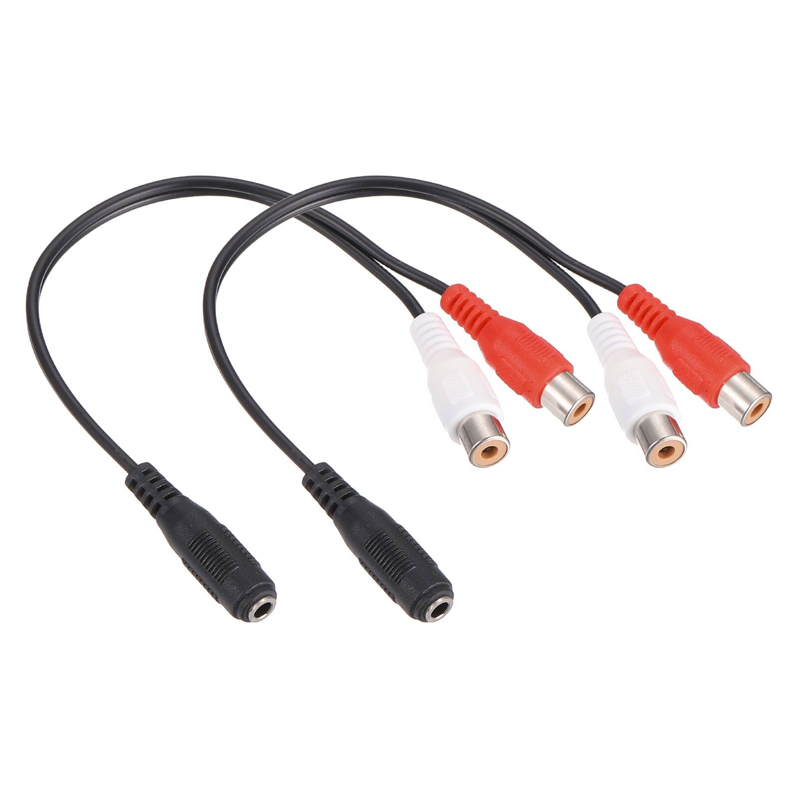Front. Unique Bargains - 2pcs TRS3.5mm F to RCA F Cable (R+W), 0.2m/7.9in, 2mm PVC Copper Core Audio AUX Cable for TV/Amp/Speaker/Mobile - Black.