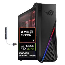 ASUS - Upgraded - ROG Strix GA15 Desktop PC (Ryzen 7 5800X, 16GB, 1TB SSD, RTX 3070, Bluetooth 5.1, Win 11 Home) w/USB Hub - Black