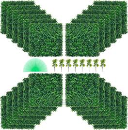 VEVOR - Artificial Boxwood Panel UV 24pcs Boxwood Hedge Wall Panels Artificial Grass Backdrop Wall 20\" X 20\" 4 cm Grass - Green