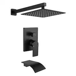 Boyel Living - Single Handle 1 Spray Tub and Shower Faucet with 10 Inch Square Fixed Shower Valve Included - Matte Black