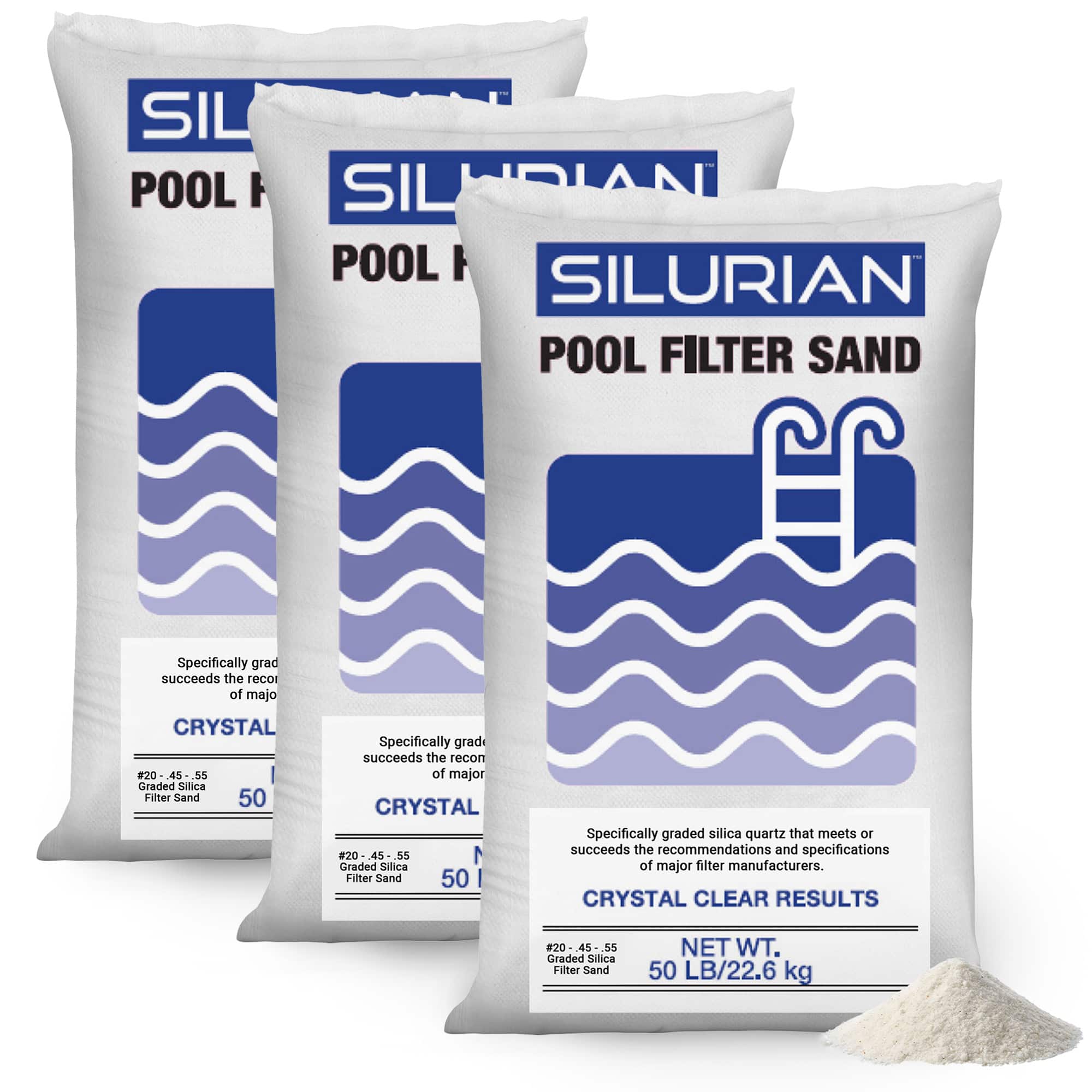 U.S. Silica - 3 Pack SILURIAN 20 Grade Pool Filter Sand for Optimal Filtration