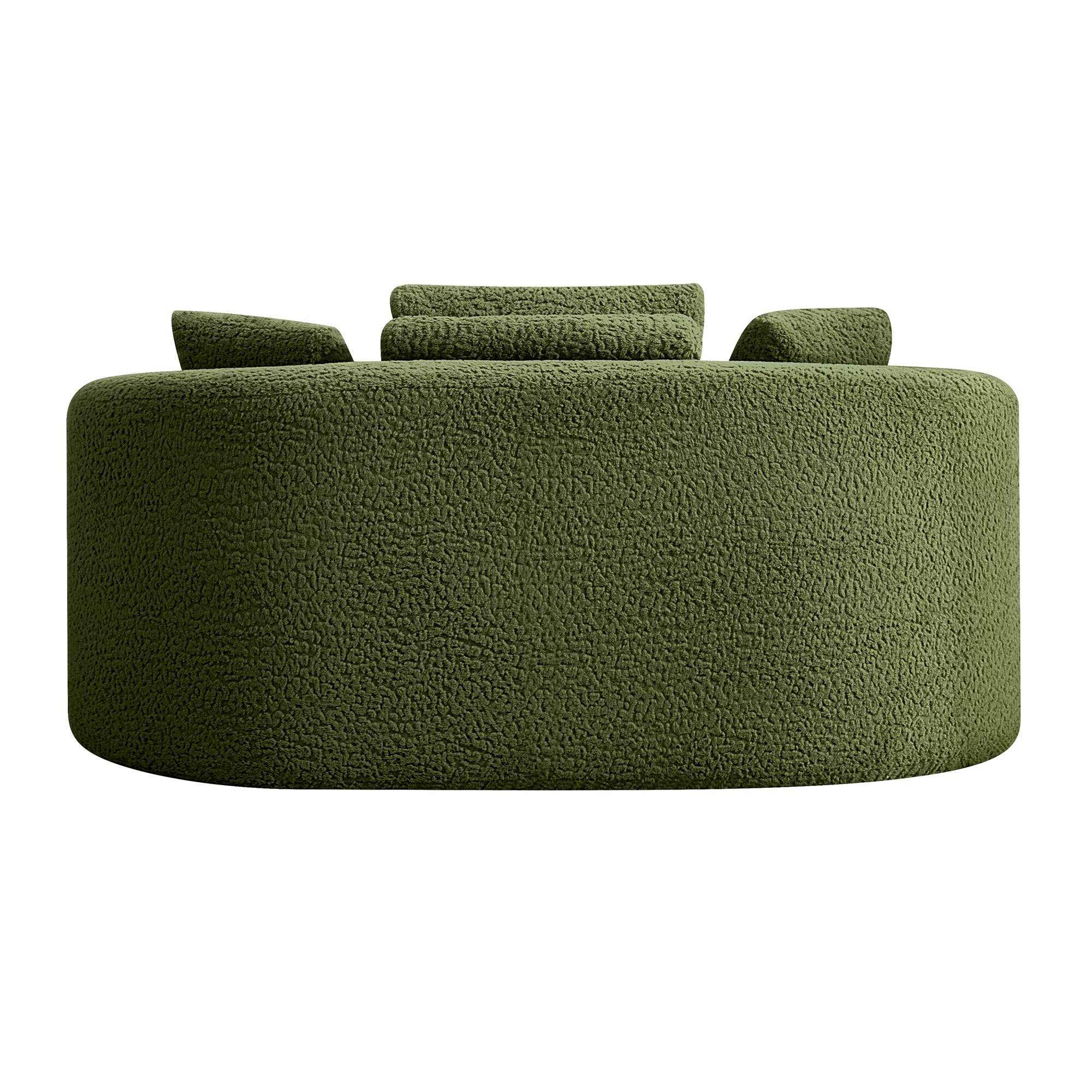 Back. Brick Attic - 65'' Luxury Modern Curved Sofa with 3 Pillows- Teddy Fabric Curved Back Couch for Small Living Rooms Apartments Office - Green.