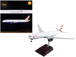GeminiJets - Boeing 777-200ER Commercial Aircraft with Flaps Down British Airways Gemini 200 Series 1/200 - White with Striped Tail