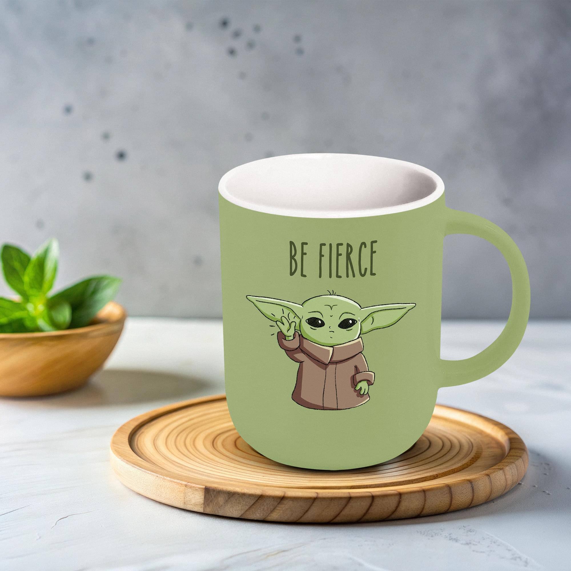 Alt View 2. Star Wars - Star Wars Grogu "Be Fierce" 16oz Cappucino Mug - Green.