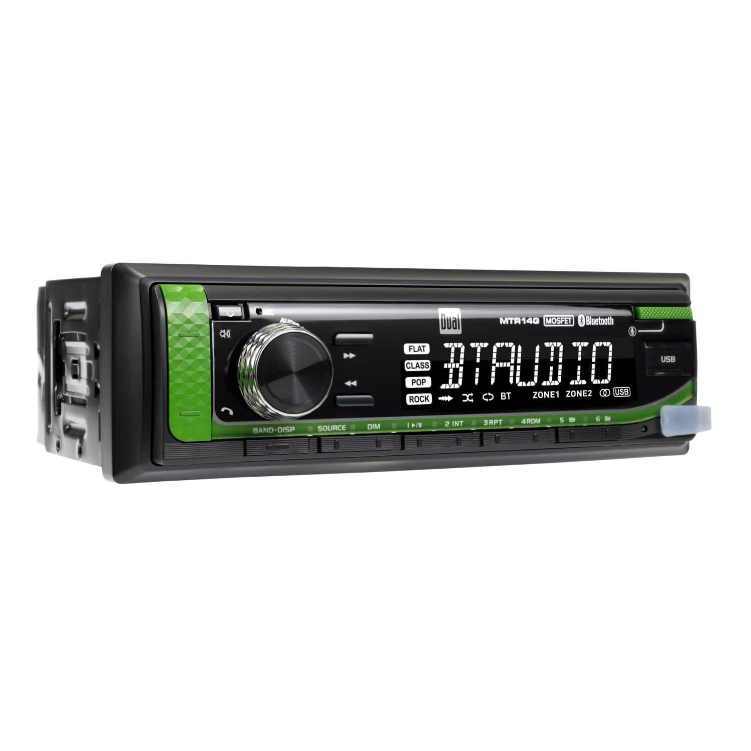 Dual - Kioti Tractor Plug & Play Radio | 7-Char LCD | Bluetooth | USB | Weatherproof | Fits NX RX DK CK Series - Black