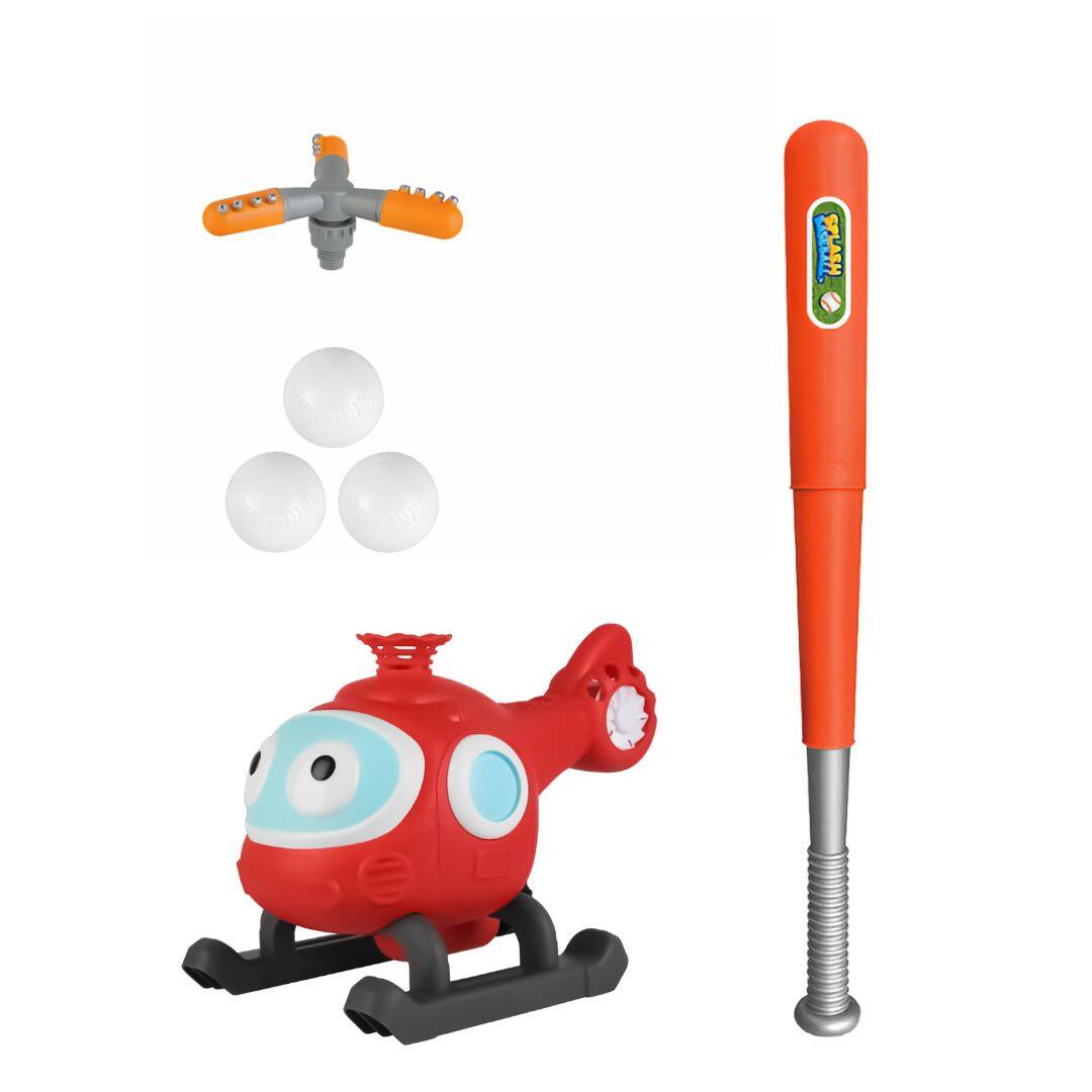 DirectDeals - 2-in-1 Water Sprinkler Baseball Toy – 360° Rotating - Multi colors