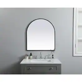 Elegant Decor - Metal Frame Arch Mirror 27x30 Inch - Black