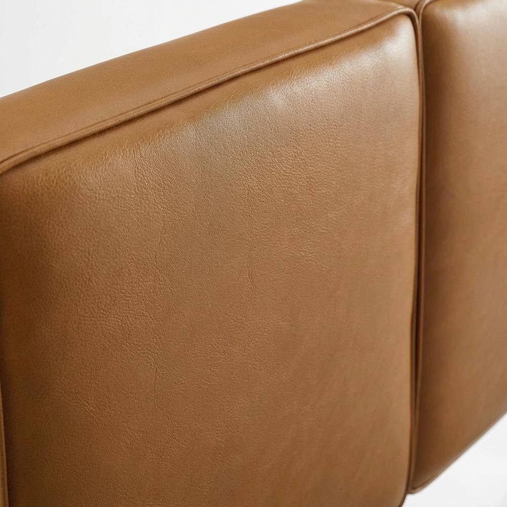 Back. FurniFact - Vegan Leather Twin Headboard with Padded Design and Durable Frame - Beige.