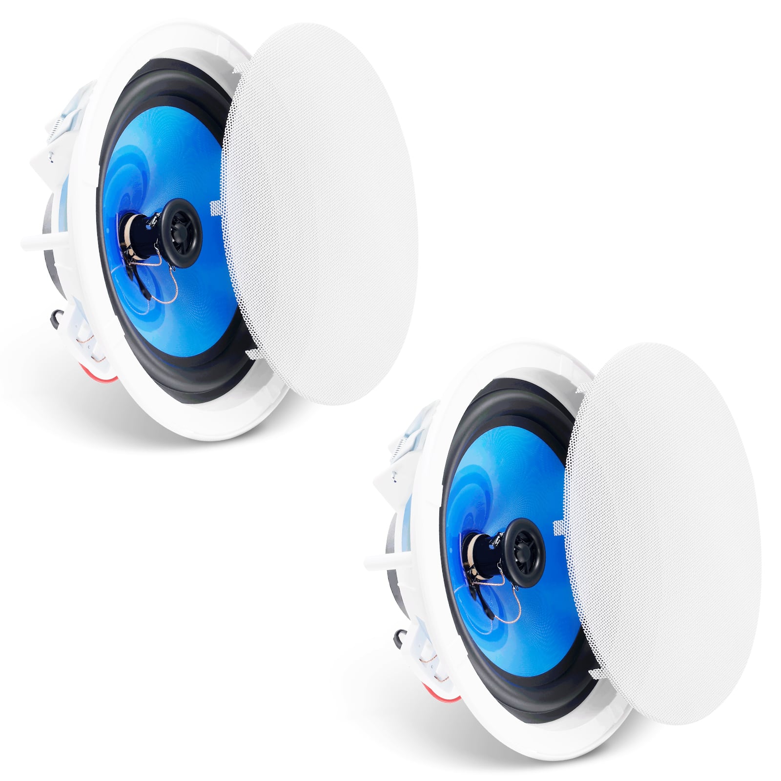 VEVOR - 2PCs 8 Inch in Ceiling Speakers, 50-Watts, Flush Mount Ceiling&in-Wall Speakers System with 8ΩImpedance 89dB Sensitivity - White