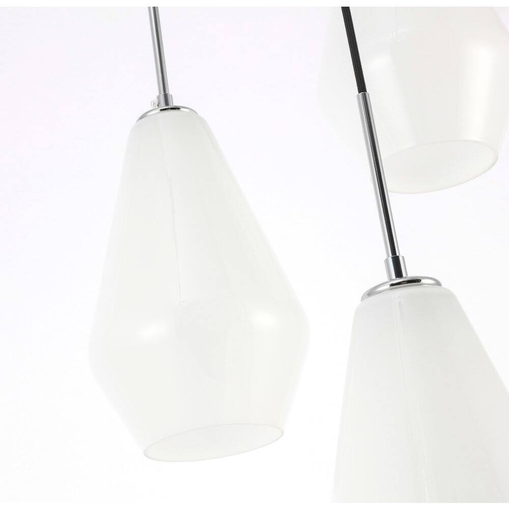 Alt View 1. Living District - Gene 3 Light Chrome And Frosted White Glass Pendant - Chrome And Frosted White Glass.
