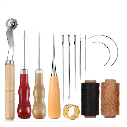 Front. Kitcheniva - Leather Sewing Stitching Kit - Multicolor.