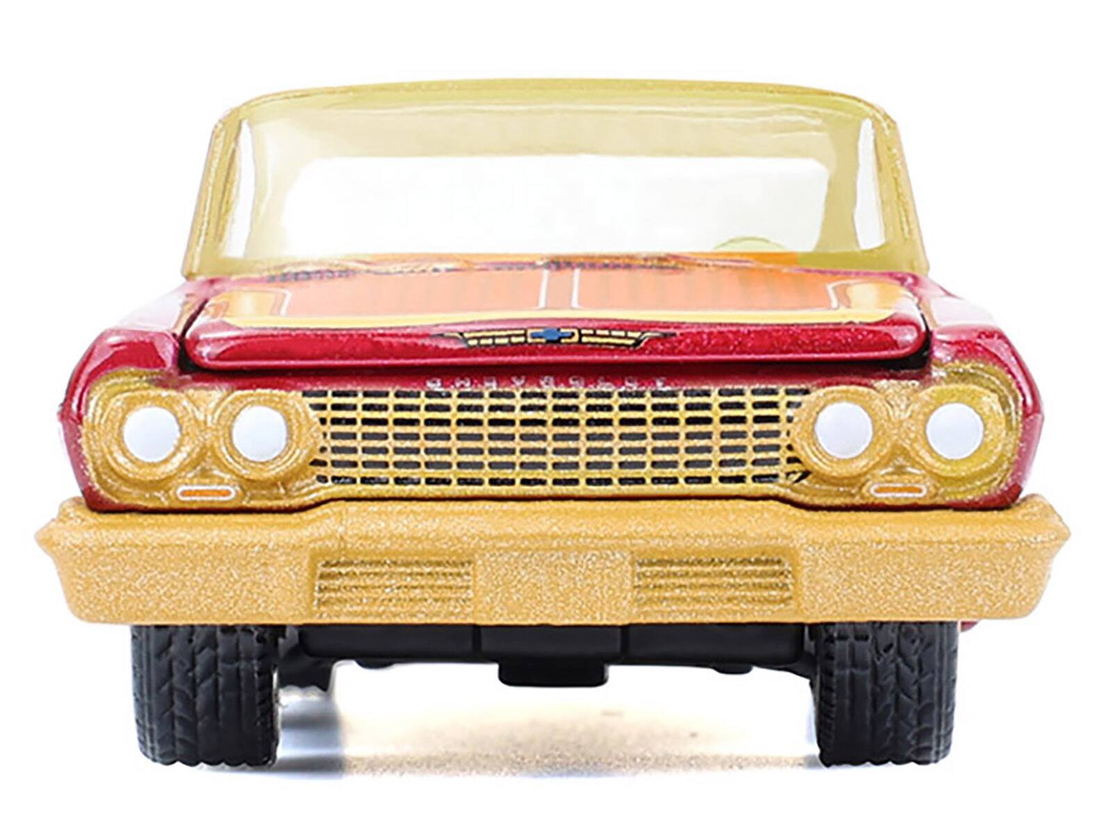 Alt View 2. Greenlight - 1963 Chevrolet Impala Lowrider Red Metallic with Cream Top and Interior with Gold Graphics 1/64 Model Car by Greenlight.