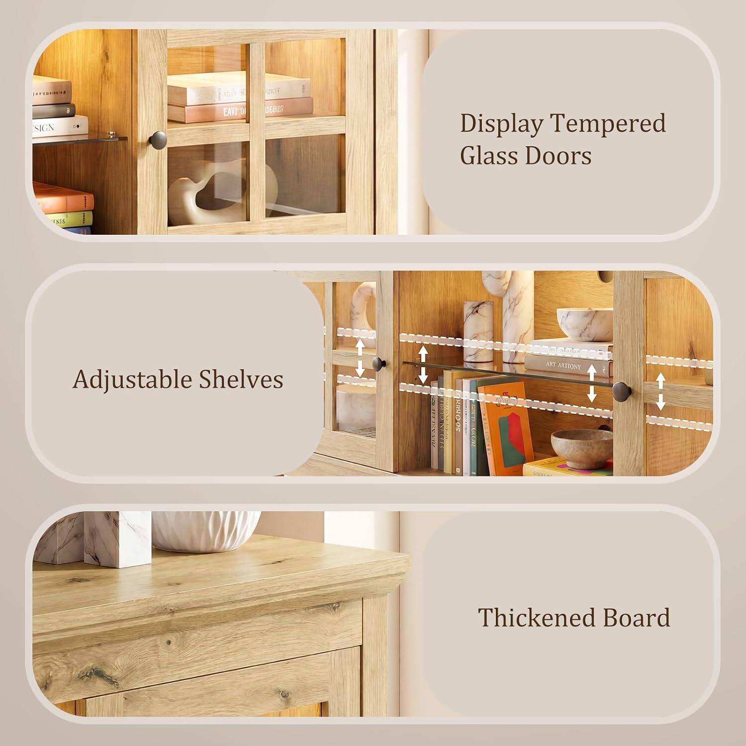 SIGN i.e EAT 3 gtBuS Display Tempered Glass Doors THIS Adjustable Shelves RODE AT AXTIONY! Thickened Board