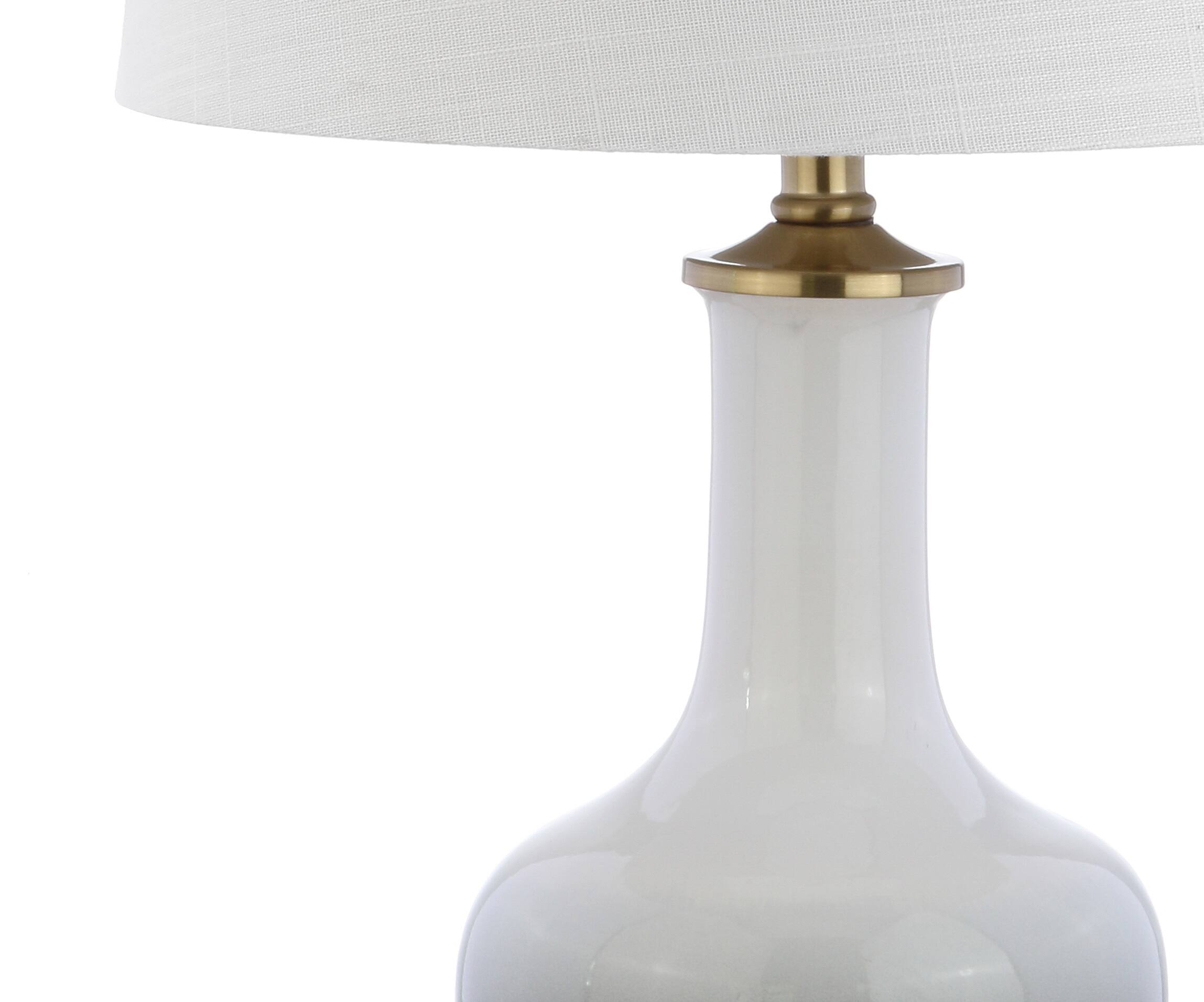 Alt View 6. Jonathan Y - Gradient 25" Ceramic/Brass LED Table Lamp, White/Grey - White/Gray.