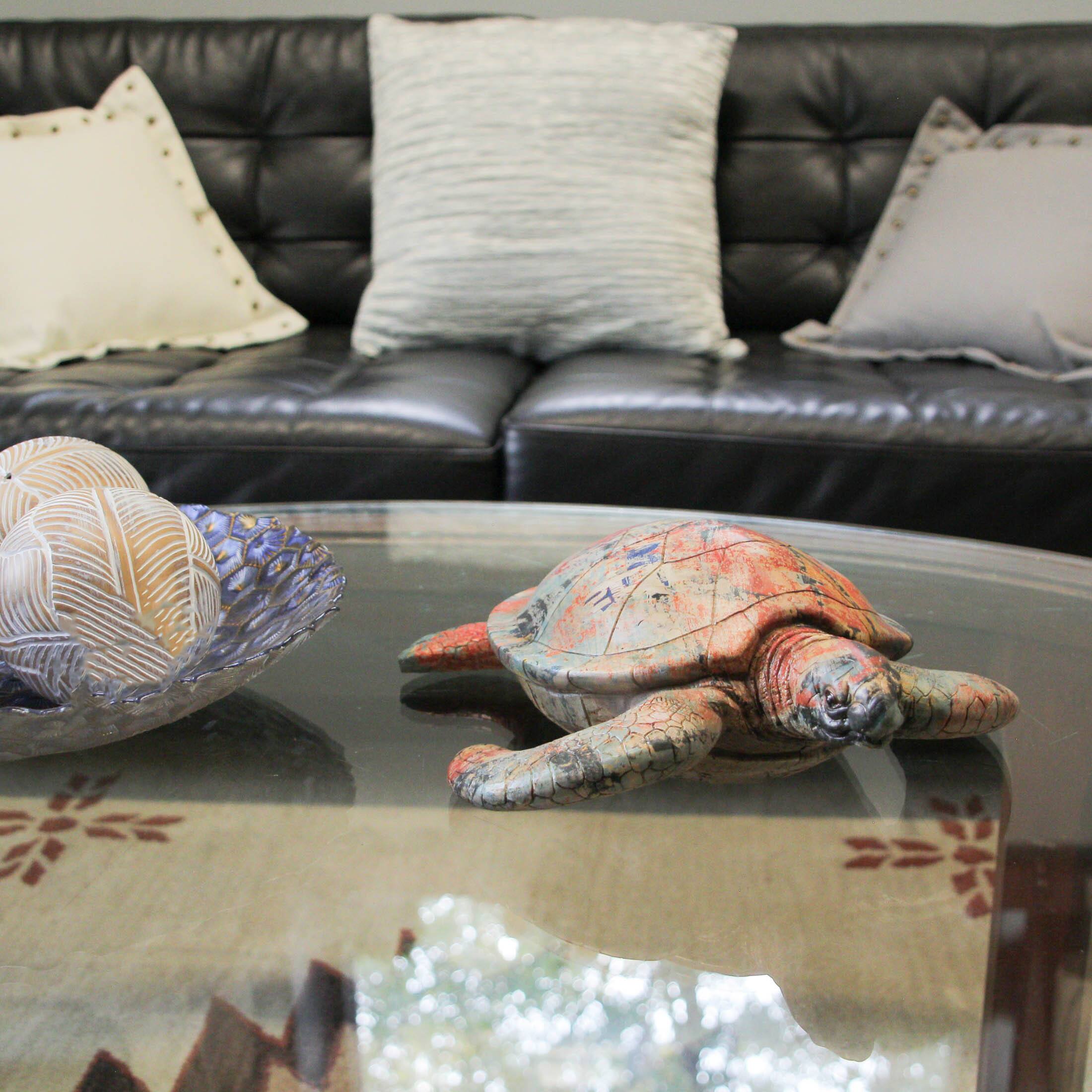 Alt View 3. Things2Die4 - Multicolor Abstract Sea Turtle Statue – 12-Inch Ocean-Inspired Coastal Decor - Multicolored.