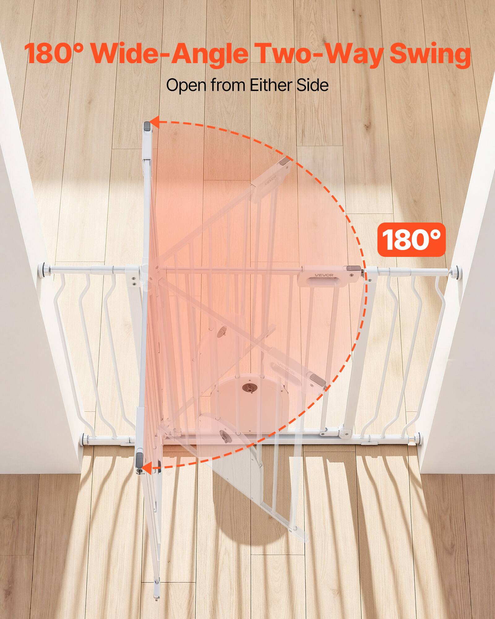 180° Wide-Angle Two-Way Swing  
Open from Either Side  
180°
