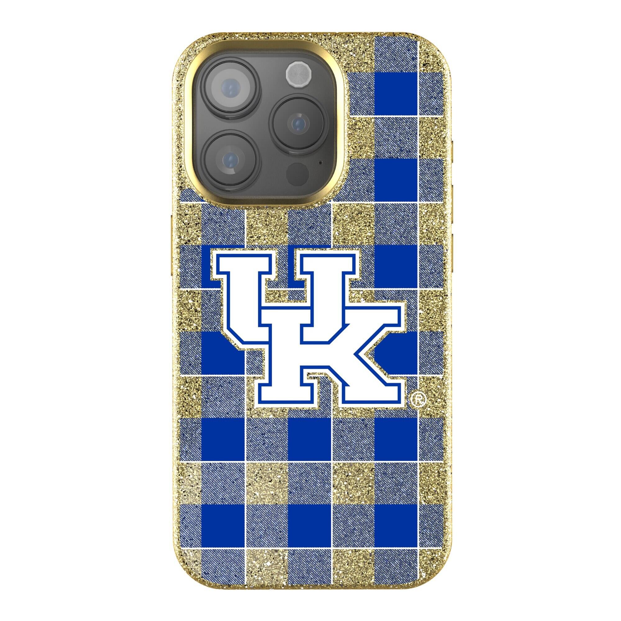 Keyscaper - NCAA - Kentucky Wildcats Plaid Bling iPhone Case - 16 Plus - Gold