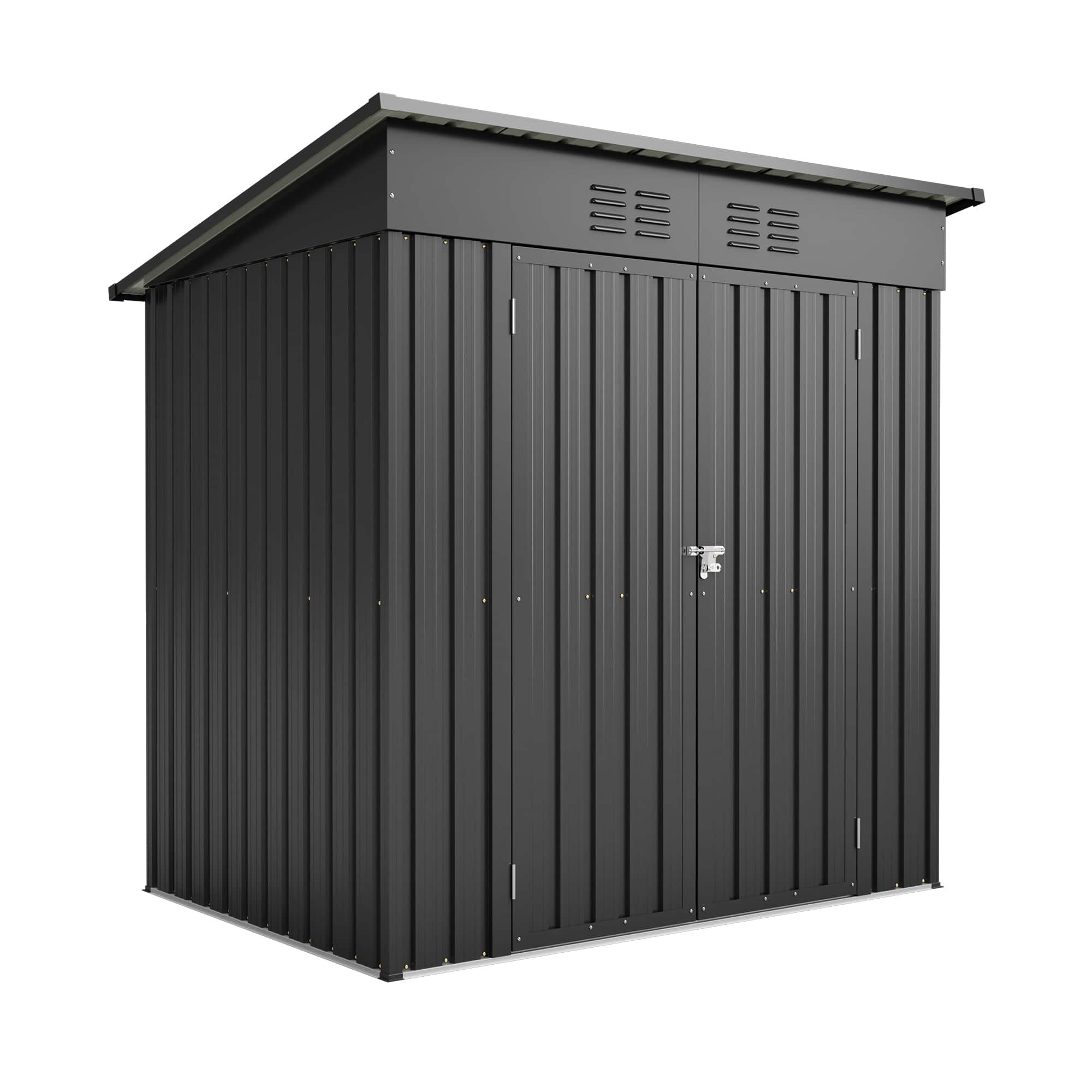 Mondawe - 6x4 FT Outdoor Storage Shed With Floor Base - Black