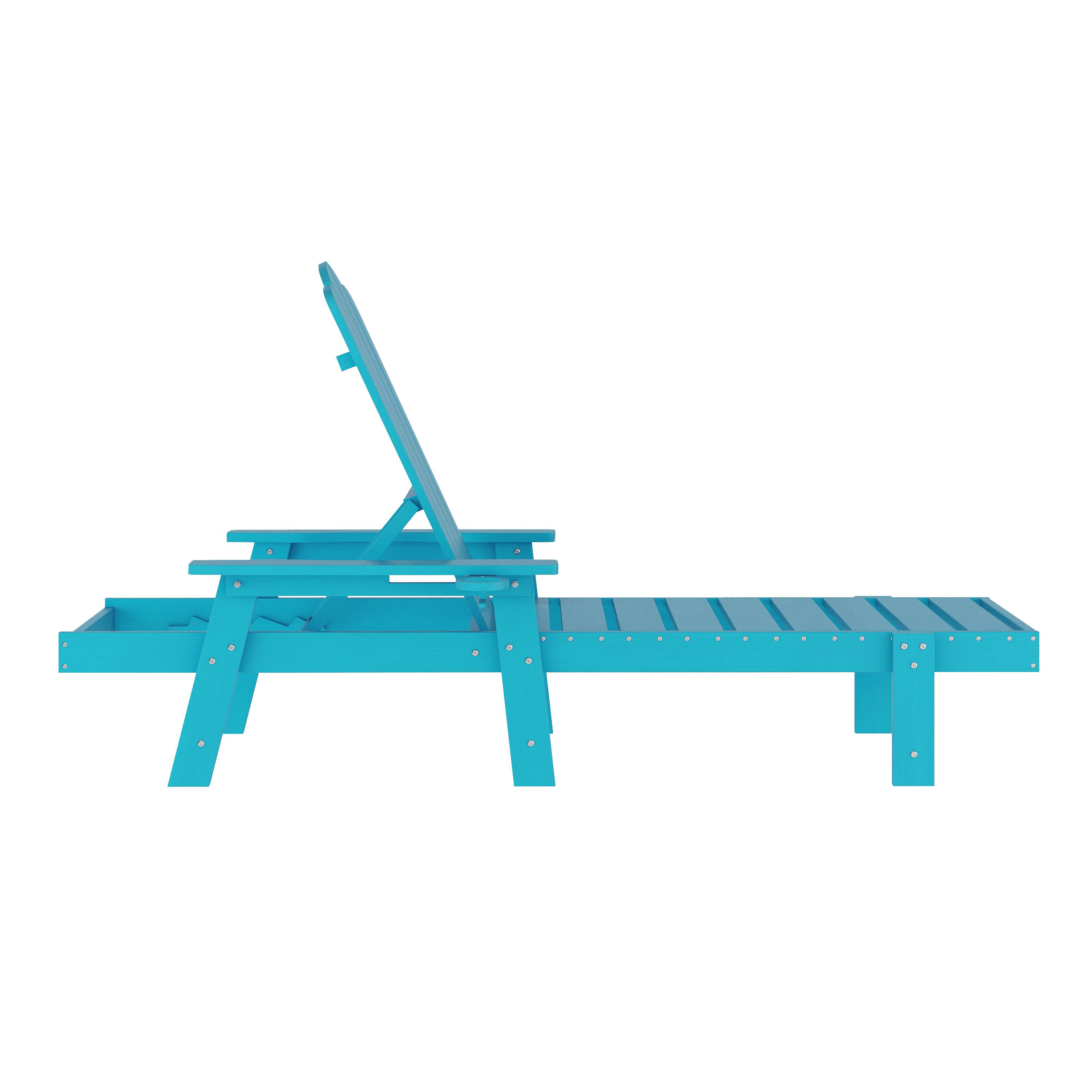 Alt View 8. Emma + Oliver - Stockton Set of 2 Recycled HDPE Adjustable Adirondack Loungers with Fold Out Cupholders for Indoor/Outdoor Use - Blue.