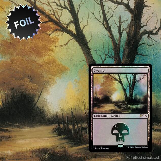 FOIL Swamp Basic Land  
Swamp  
104 SLD  
EN - Bos Ress  
2820  
Fuard of the Coast  
Foil effect simulated