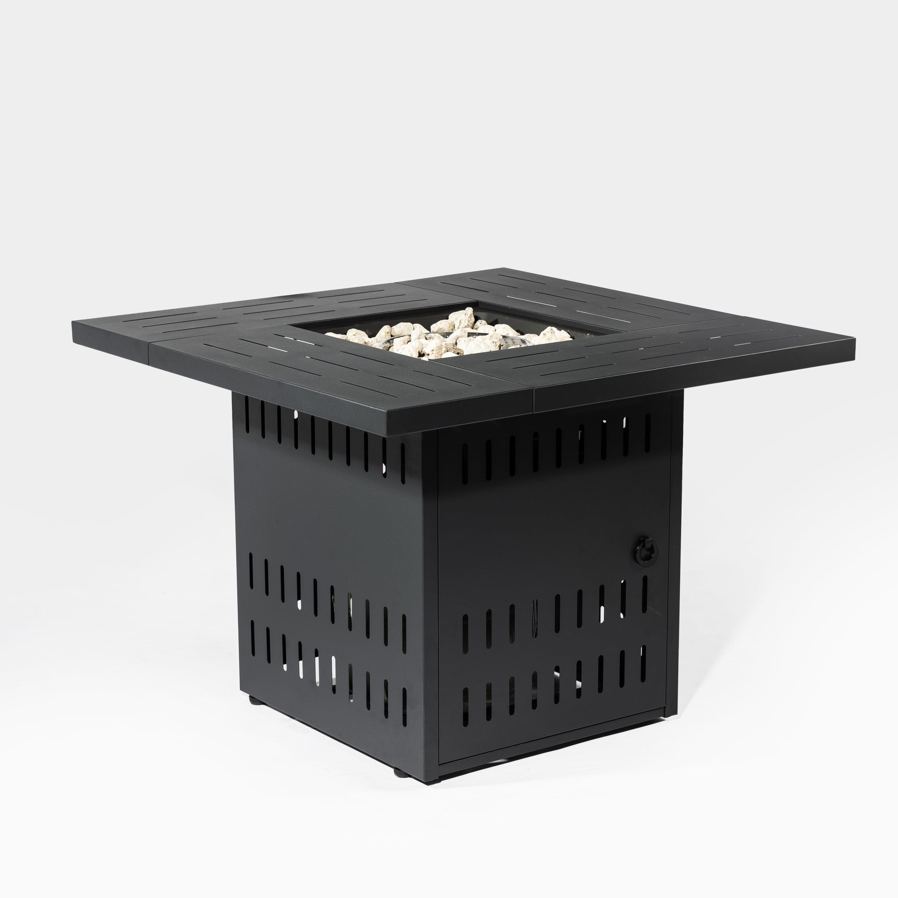 Boyel Living - 34 Inch Rectangular Outdoor Propane Fire Pit Table with Steel Construction - Black