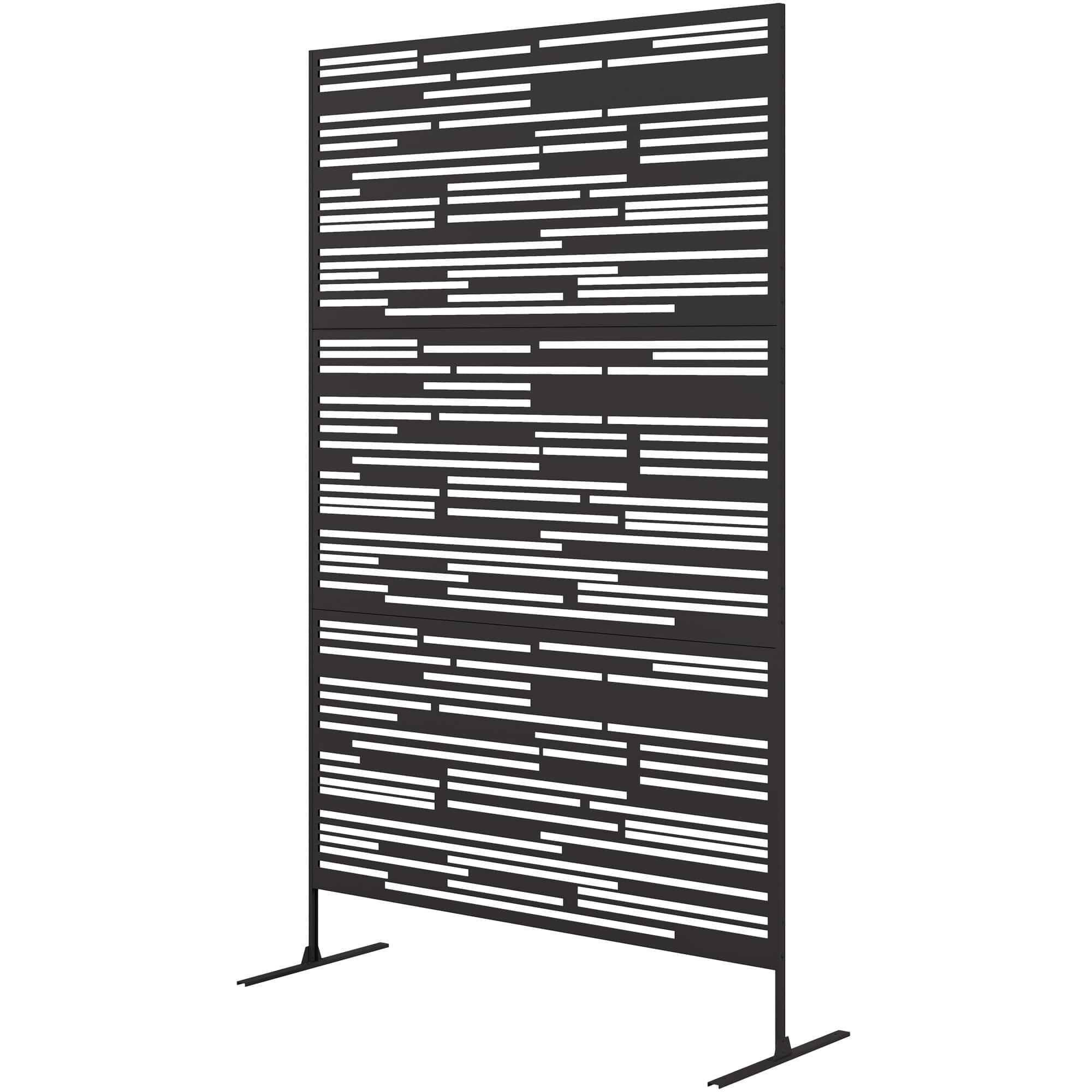 Outsunny - 78" H x 48" W Metal Outdoor Privacy Screen - Black
