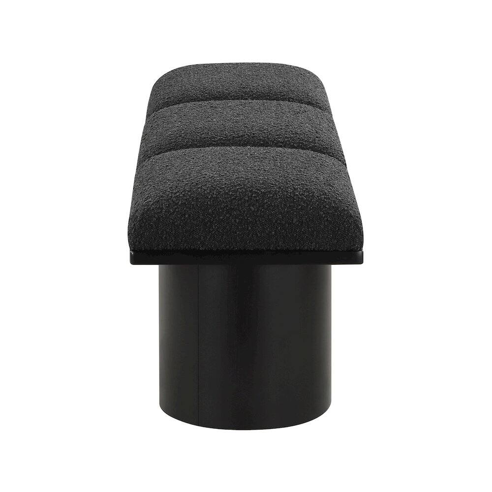 Left. Meridian Furniture - Pavilion Black Boucle Fabric Bench - Black Boucle Fabric.