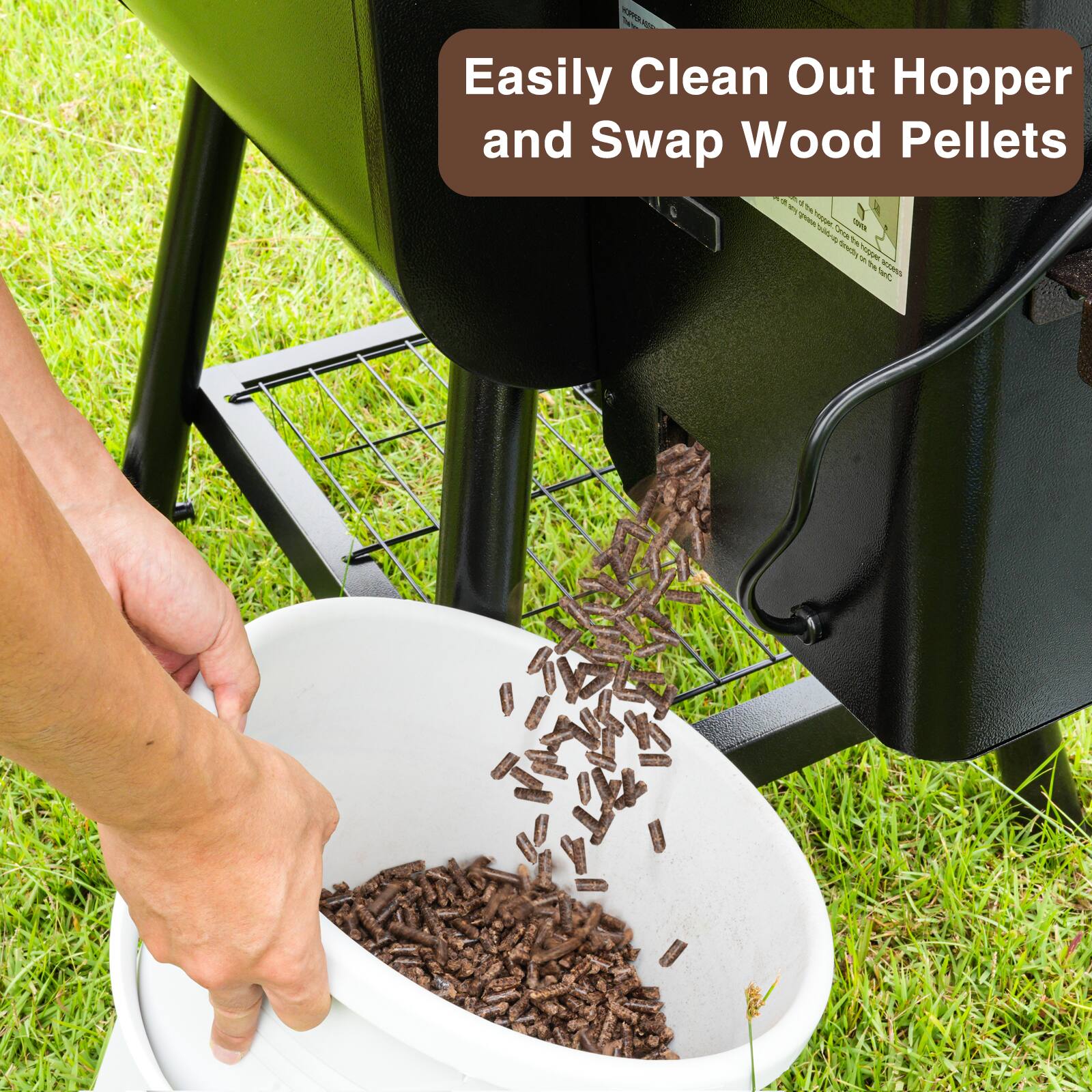 Easily Clean Out Hopper and Swap Wood Pellets