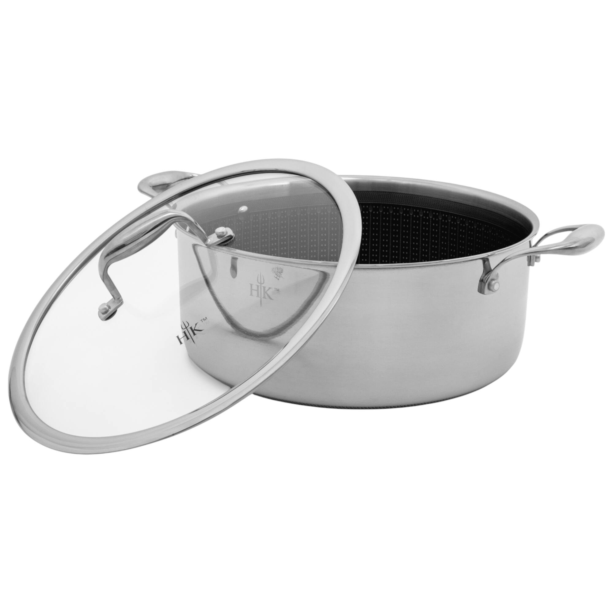 Angle. Hell's Kitchen - Hell's Kitchen Hybrid 7.5-Quart Pot and Lid - Stainless Steel.