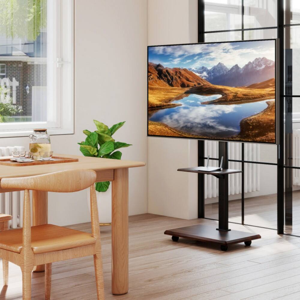 Back. SKONYON - Rolling TV Stand on Wheels for 32–75 Inch TVs - Black.