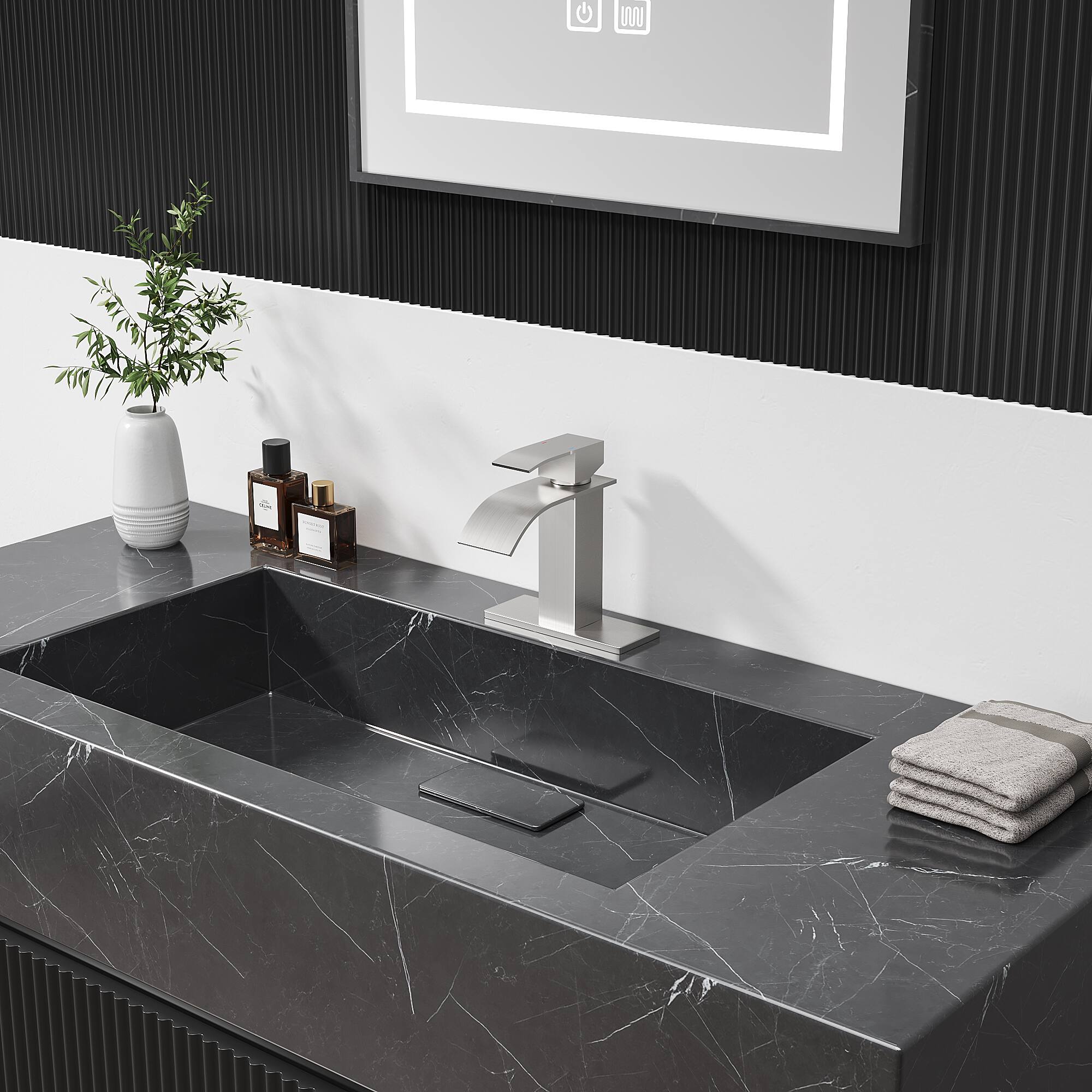 Left. Bothwa Home - Bothwa Home BF-KTDP1301-BN 6 - Inch Harlow Single Handle Bathroom Faucet in Brushed Nickel Finish - Brushed Nickel.