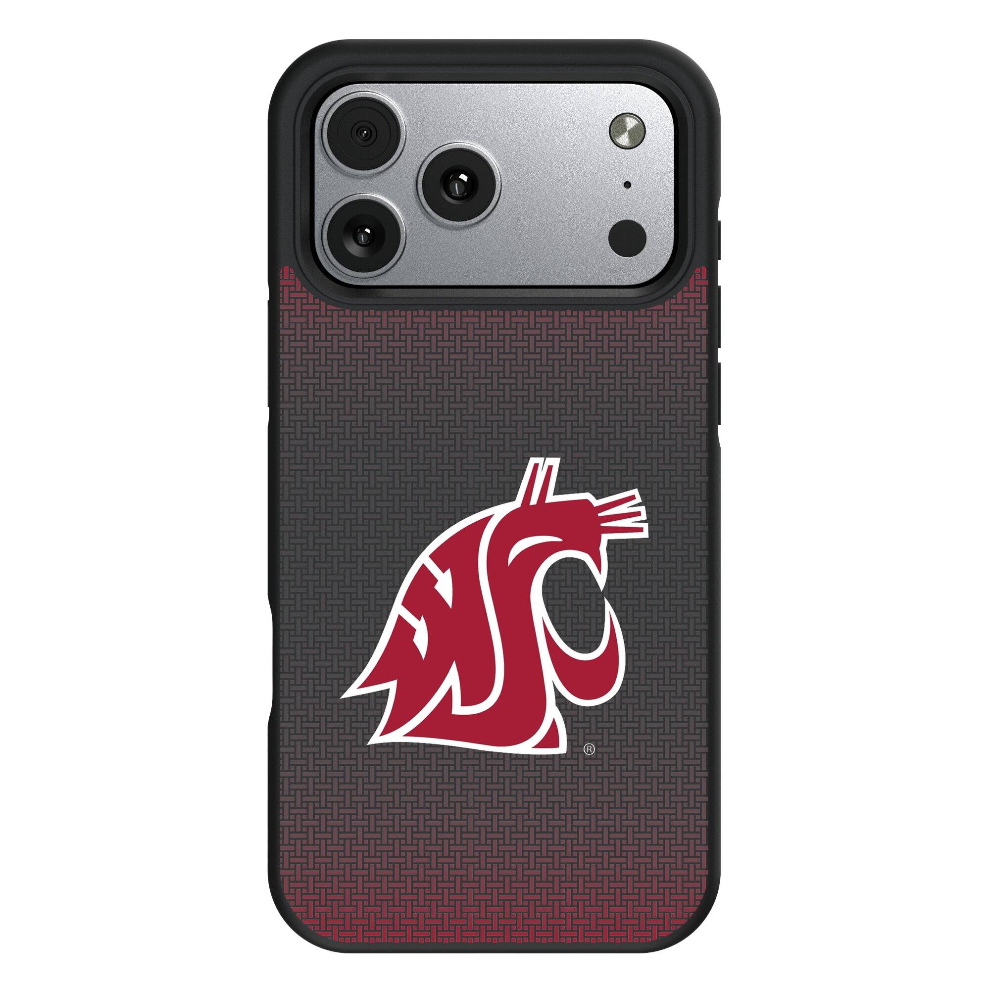 Front. Keyscaper - Washington State Cougars Bump Case with 8.2ft Drop Protection - 14 Pro Max - Black.