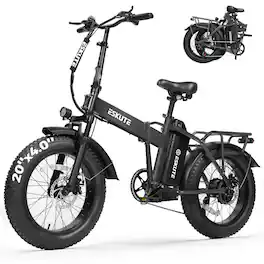 Eskute - Foldable 20" Fat Tire eBike, 1200W Peak Motor, 80-Mile Range, NFC Unlock, Front Suspension - Gray