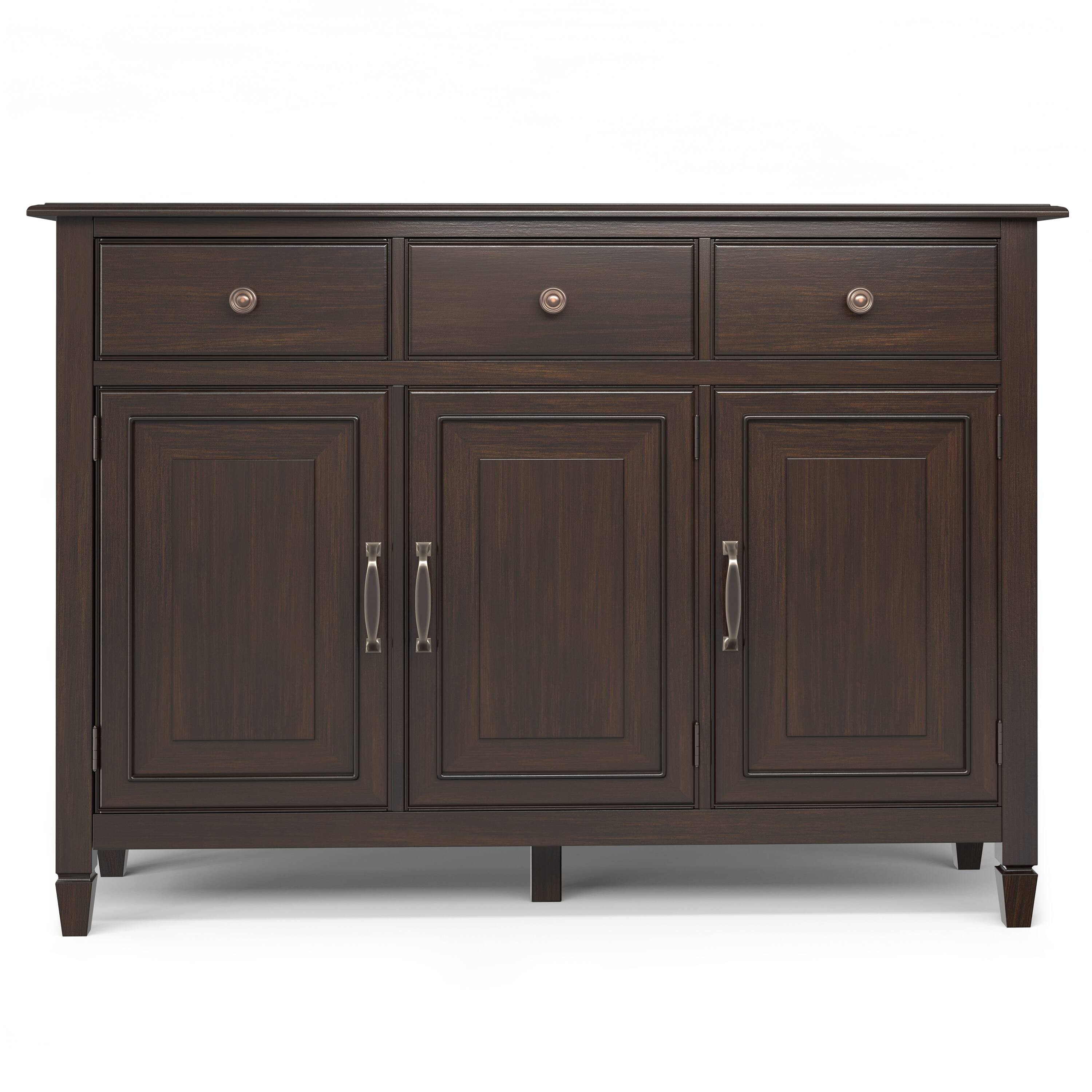 Left. Simpli Home - Connaught 51 inch Wide Solid Wood Traditional Entryway Storage Cabinet in Chestnut Brown - Chestnut Brown.