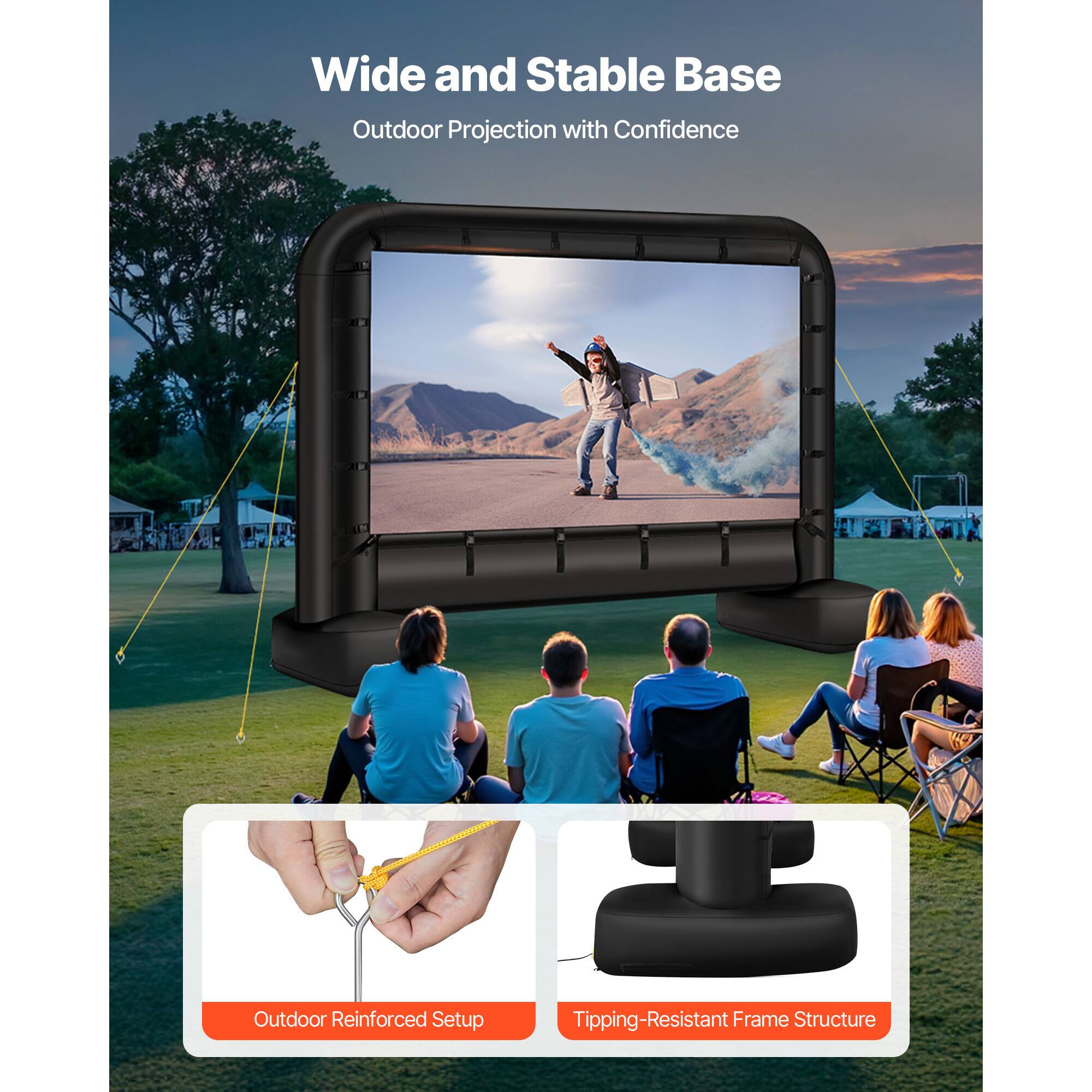 Wide and Stable Base, Outdoor Projection with Confidence, Outdoor Reinforced Setup, Tipping-Resistant Frame Structure